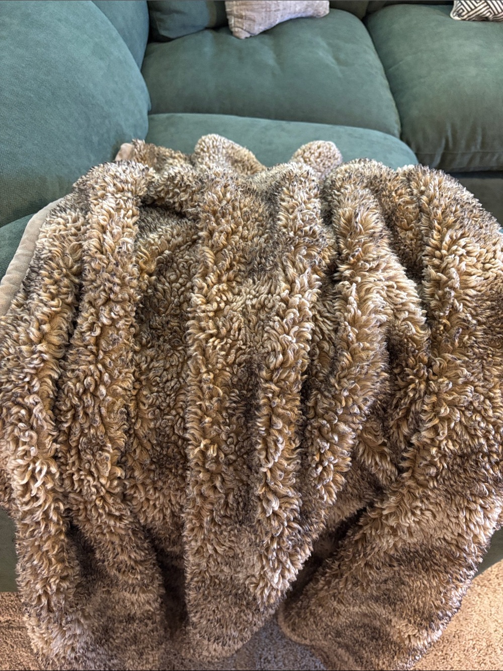 Pottery Barn Plush Brown Faux Fur Throw Blanket
